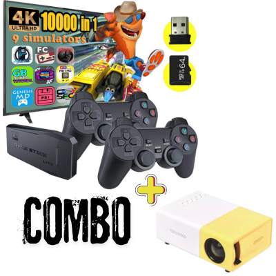 Combo Game Stick 4k+ Mini Proyector Led